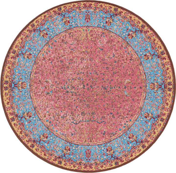 3' 1 x 3' 1 Easy-Clean Traditional Indoor / Outdoor Round Rug