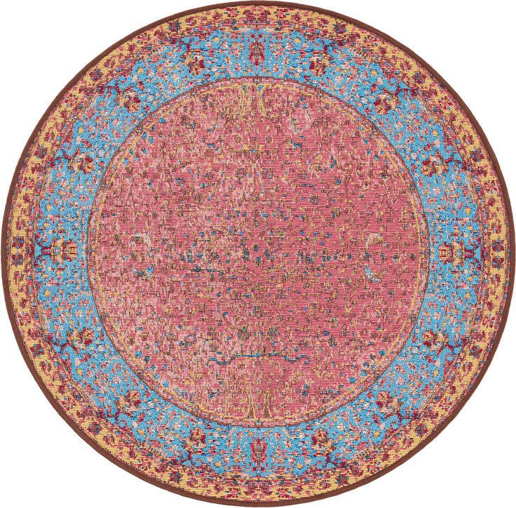 Detail image of 3' 1 x 3' 1 Easy-Clean Traditional Indoor / Outdoor Round Rug