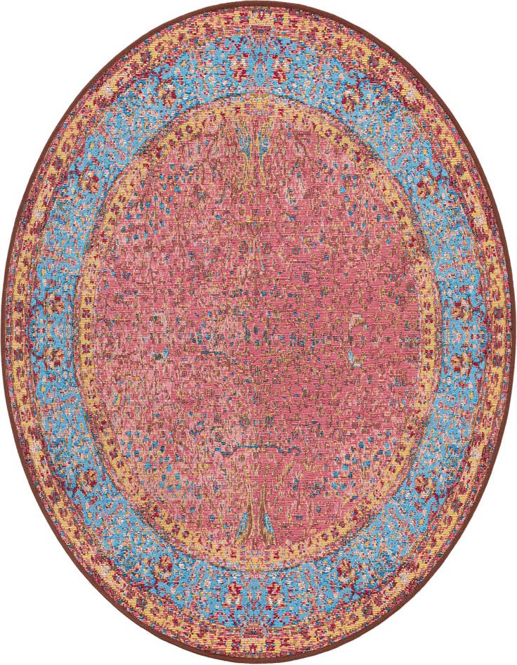 Detail image of 4' 1 x 4' 1 Easy-Clean Traditional Indoor / Outdoor Round Rug
