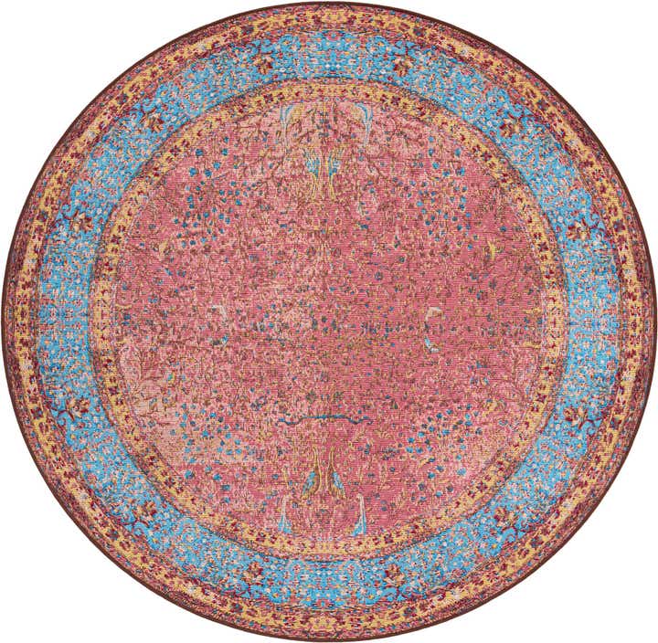 6' 1 x 6' 1 Easy-Clean Traditional Indoor / Outdoor Round Rug