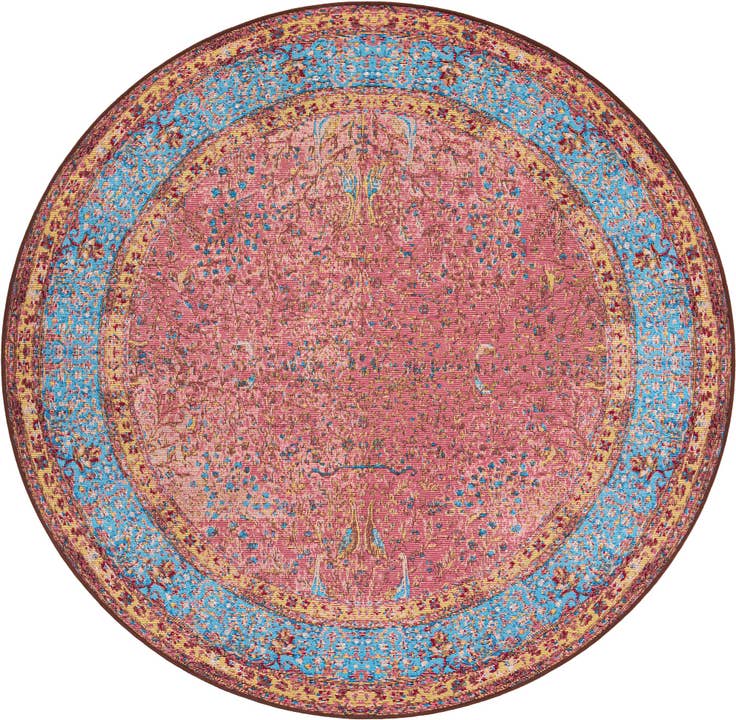 Detail image of 6' 1 x 6' 1 Easy-Clean Traditional Indoor / Outdoor Round Rug