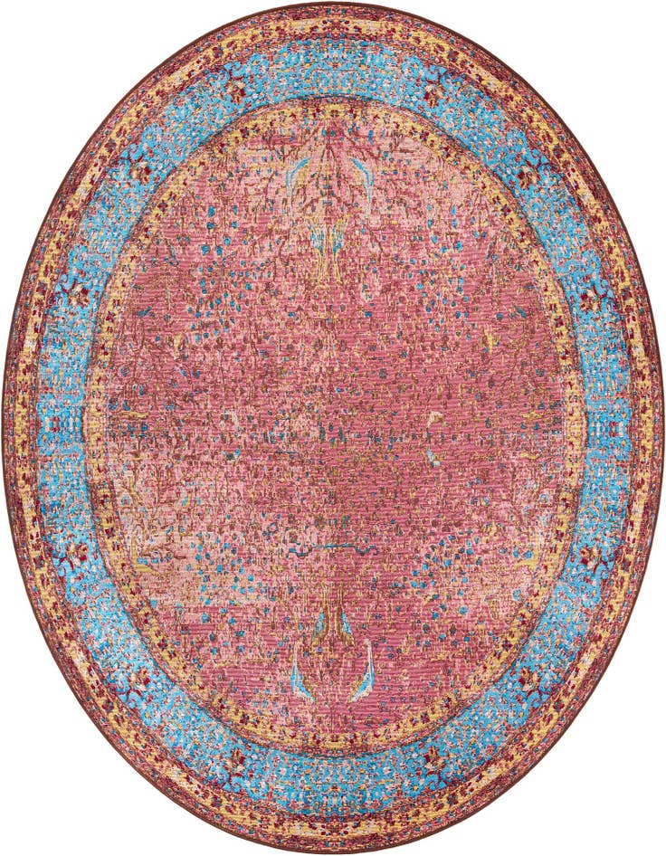 Detail image of 7' 10 x 7' 10 Easy-Clean Traditional Indoor / Outdoor Round Rug