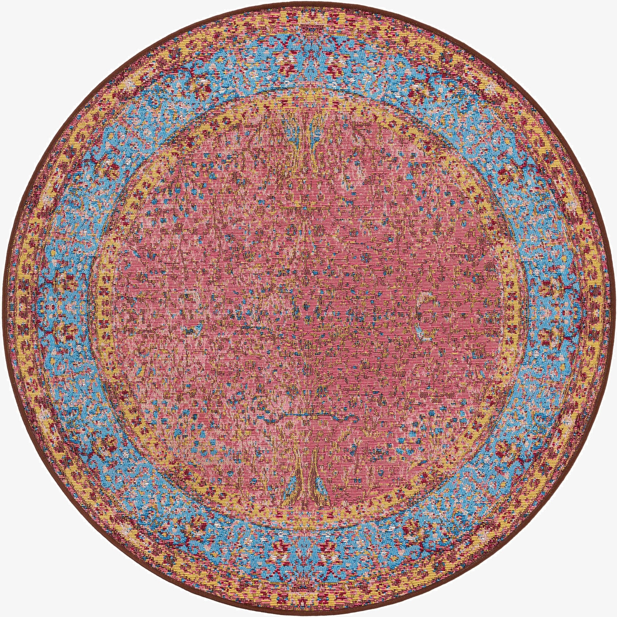 4' 1 x 4' 1  Washable Traditional Indoor / Outdoor Round Rug