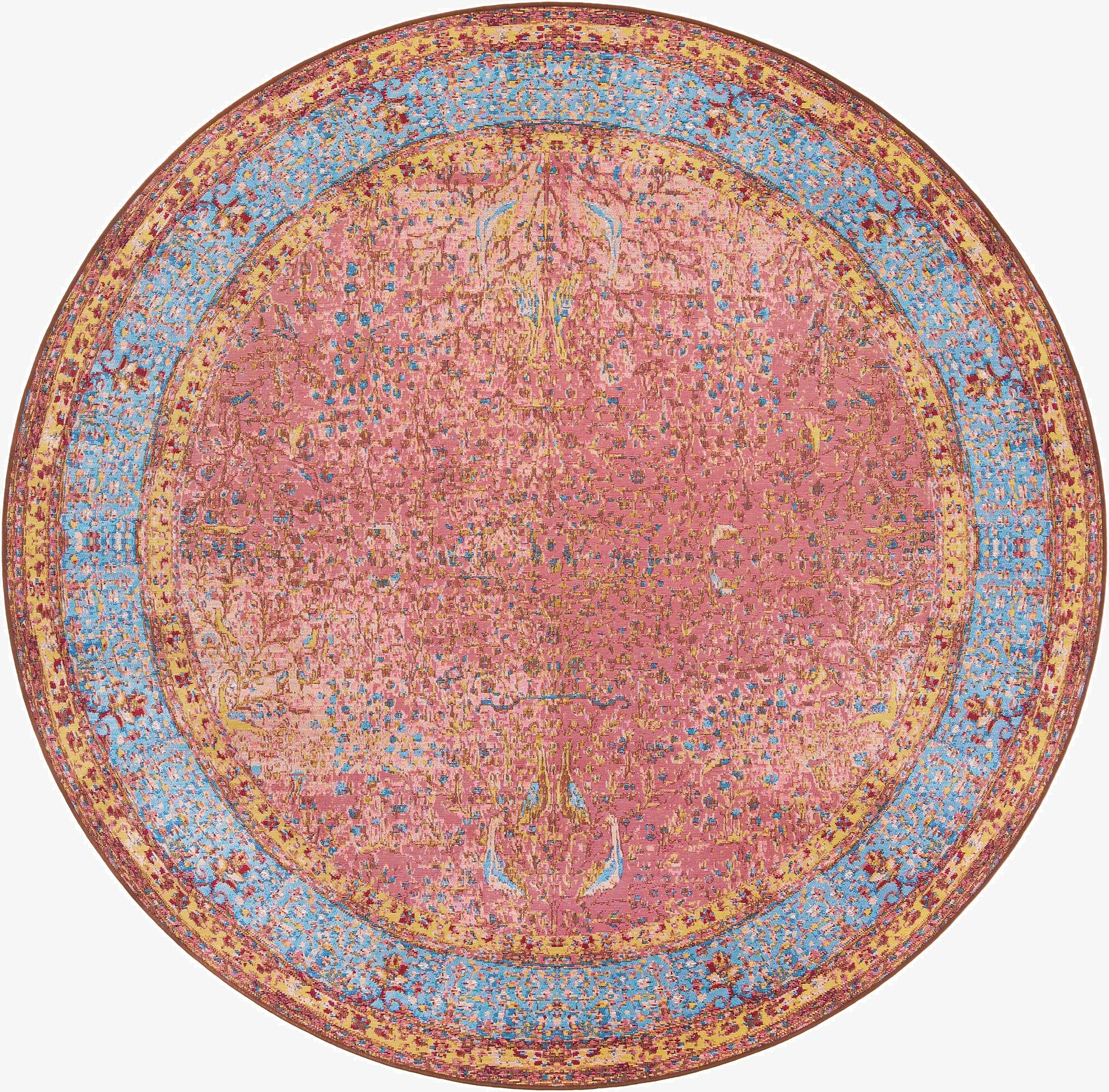 7' 10 x 7' 10  Washable Traditional Indoor / Outdoor Round Rug