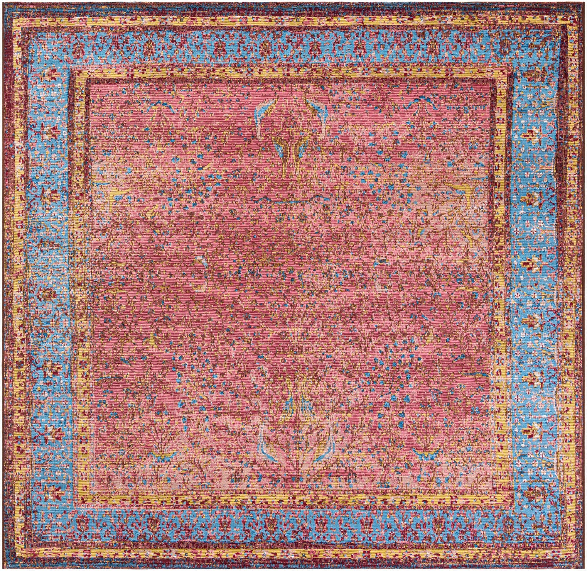 7' 10 x 7' 10  Washable Traditional Indoor / Outdoor Square Rug