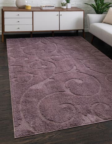 Violet Botanical Shag Rug