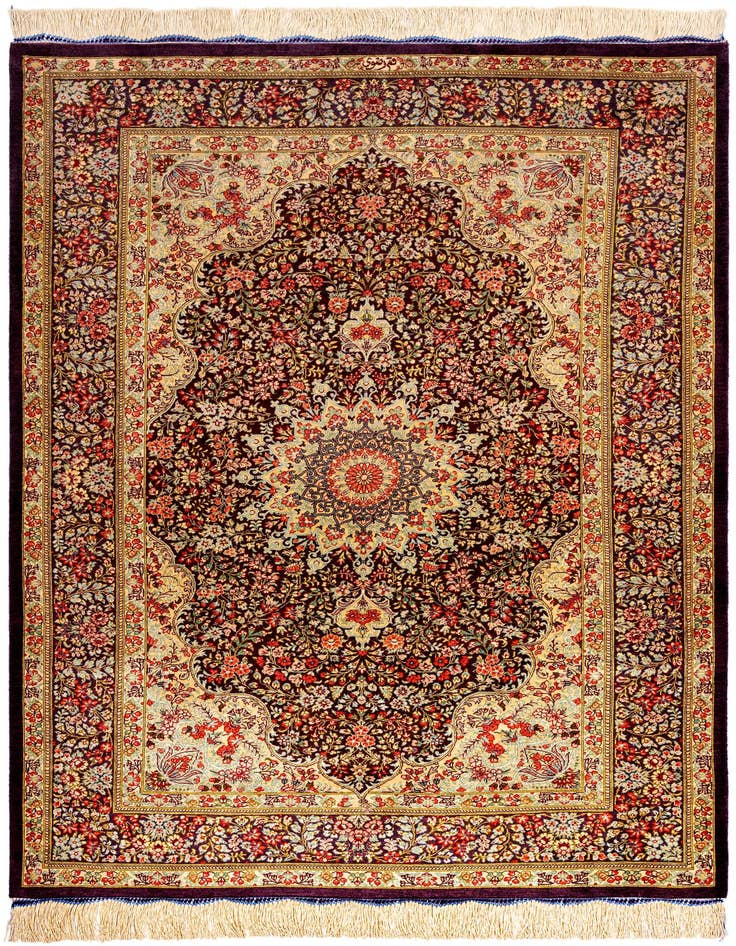 Detail image of 3' 3 x 4' 10 Ghom Silk Rug
