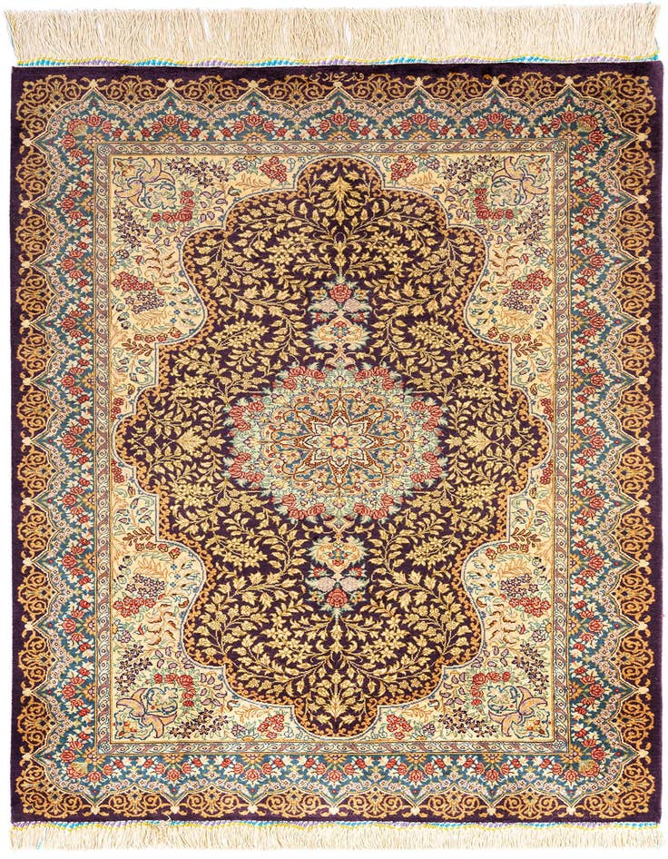 Detail image of 2' 7 x 3' 11 Ghom Silk Rug