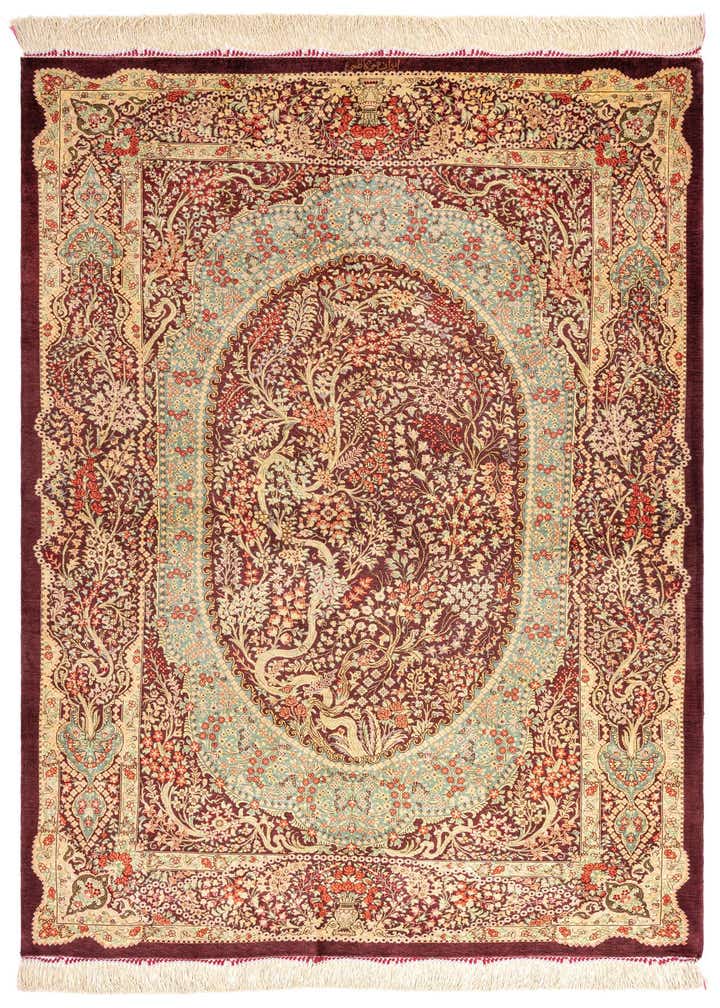 3' 4 x 4' 11 Ghom Silk Rug