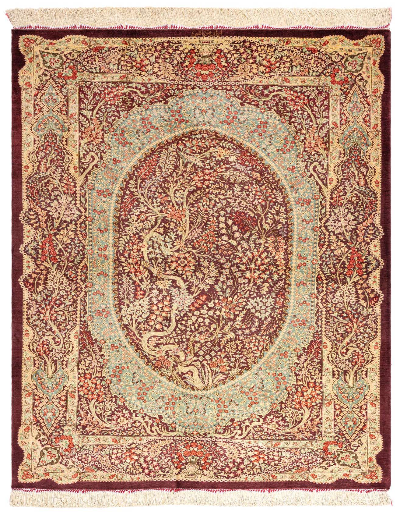 3' 4 x 4' 11 Ghom Silk Rug