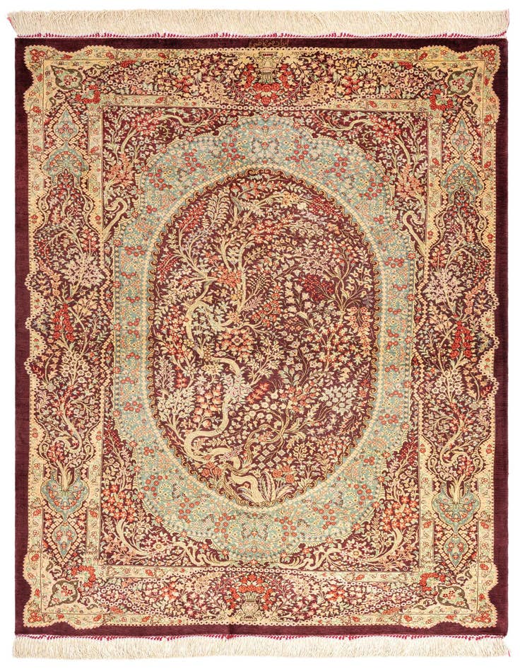 Detail image of 3' 4 x 4' 11 Ghom Silk Rug