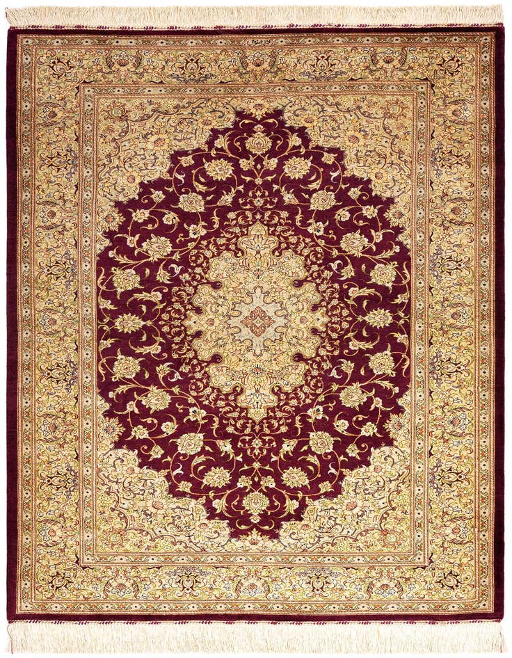 Detail image of 3' 5 x 5' Ghom Silk Rug