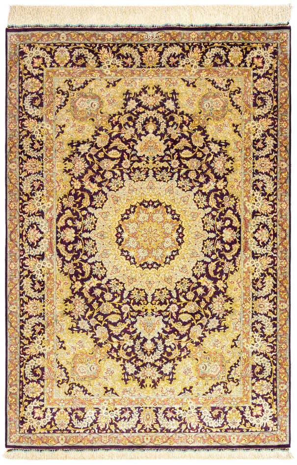 Detail image of 3' 3 x 4' 11 Ghom Silk Rug