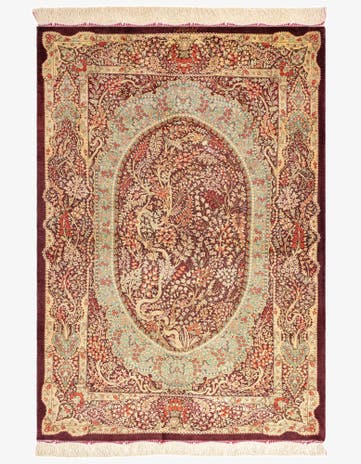 3' 4 x 4' 11 Ghom Silk Rug