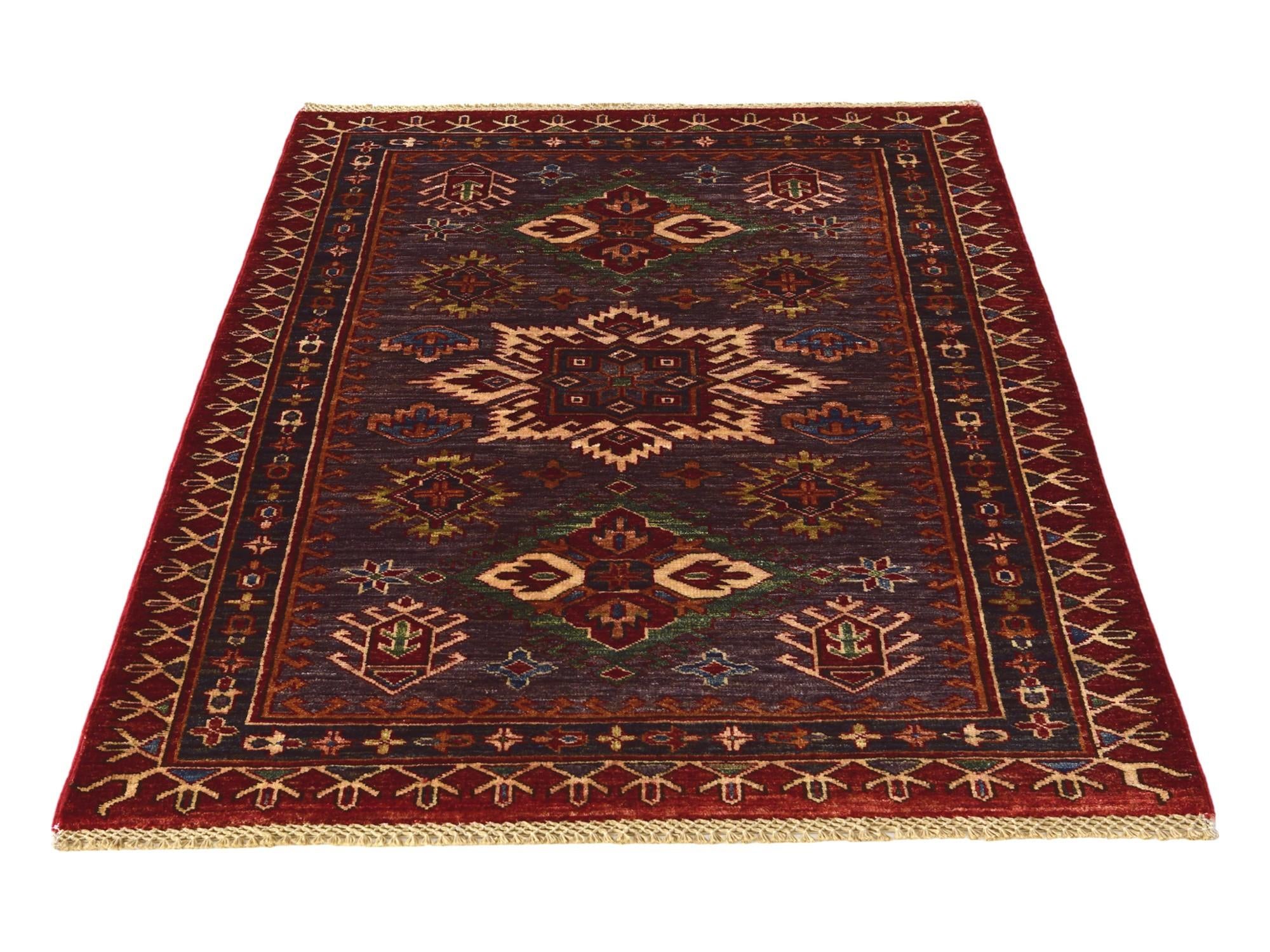 3' 5 x 4' 9 Hand Knotted Kazak Rug
