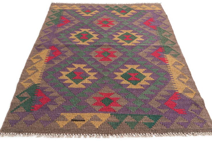 Detail image of 3' 5 x 5' Hand Woven Kilim Maymana Wool Rug