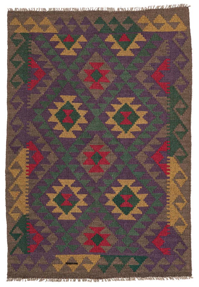 Detail image of 3' 5 x 5' Hand Woven Kilim Maymana Wool Rug