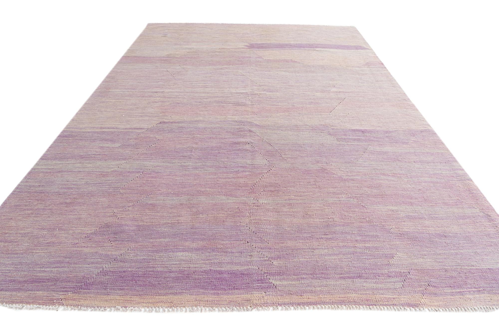 6' 8 x 9' 8 Hand Woven Kilim Modern Wool Rug