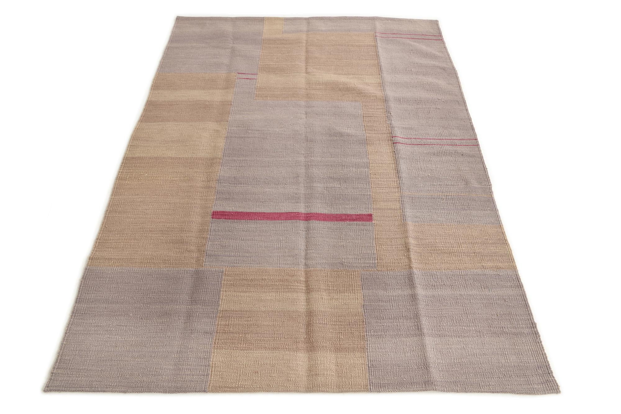 4' 1 x 6' Hand Woven Kilim Modern Wool Rug