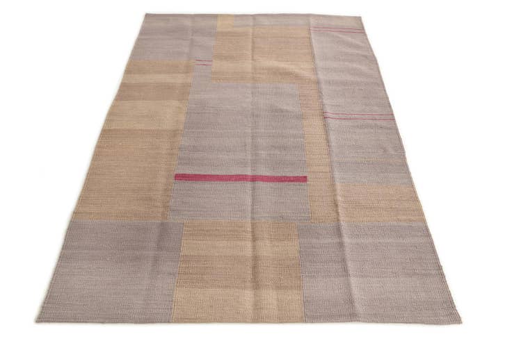 Detail image of 4' 1 x 6' Hand Woven Kilim Modern Wool Rug