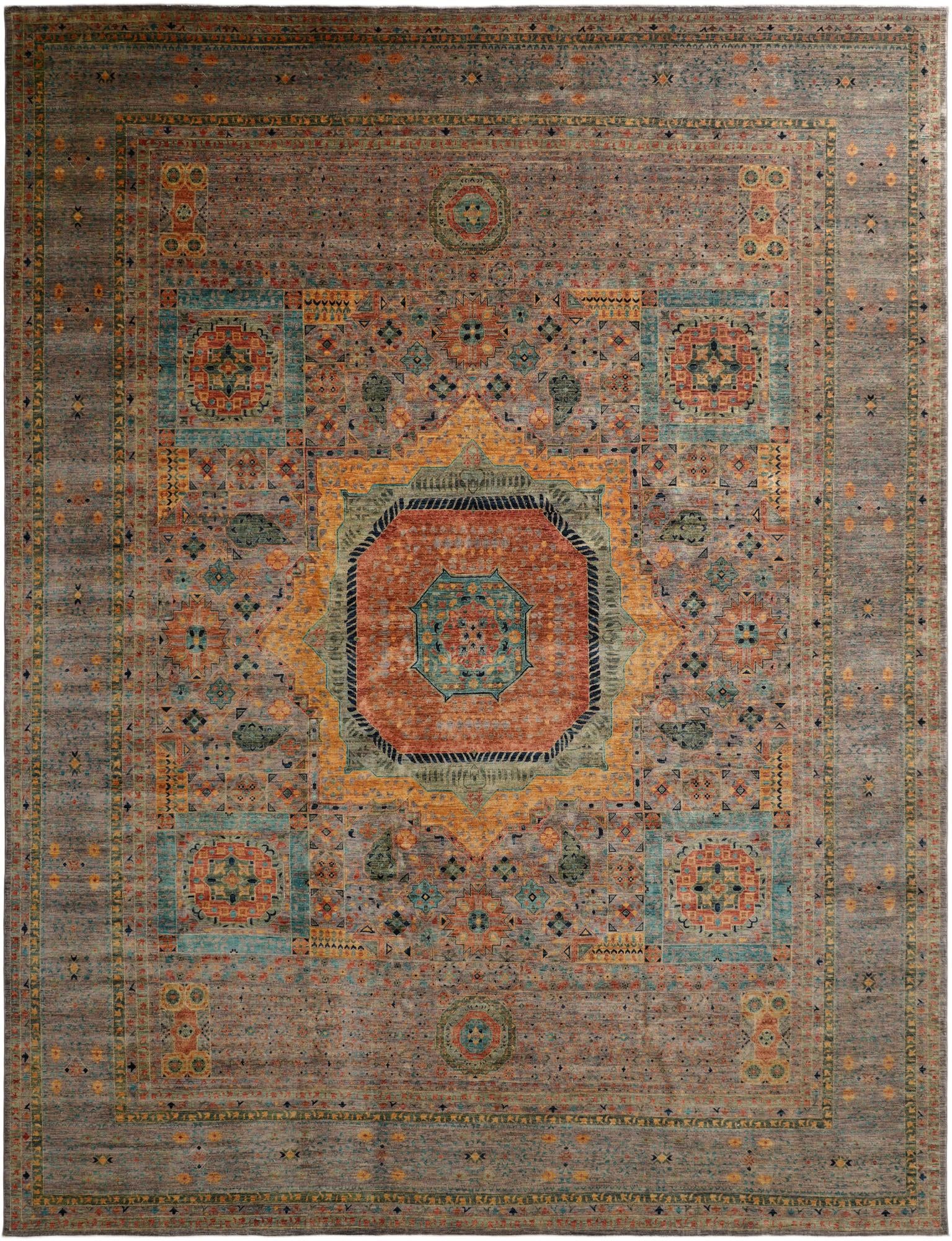 12' 6 x 16' 10  Hand Knotted Mamluk Ziegler Oriental Rug