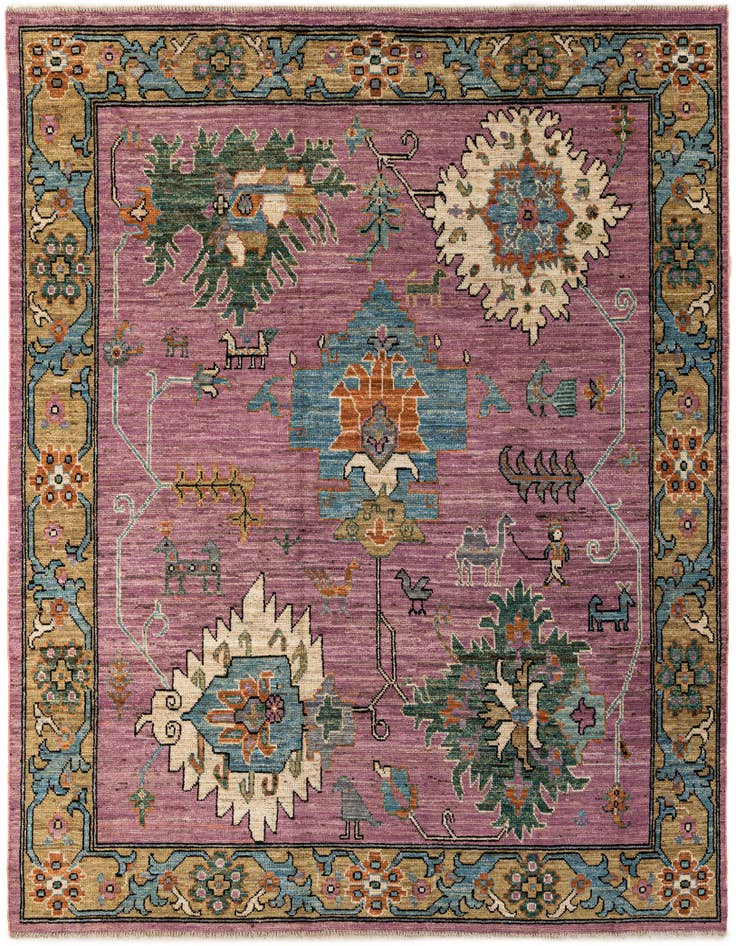Detail image of 8' 3 x 9' 10 Hand Knotted Oushak Wool Rug