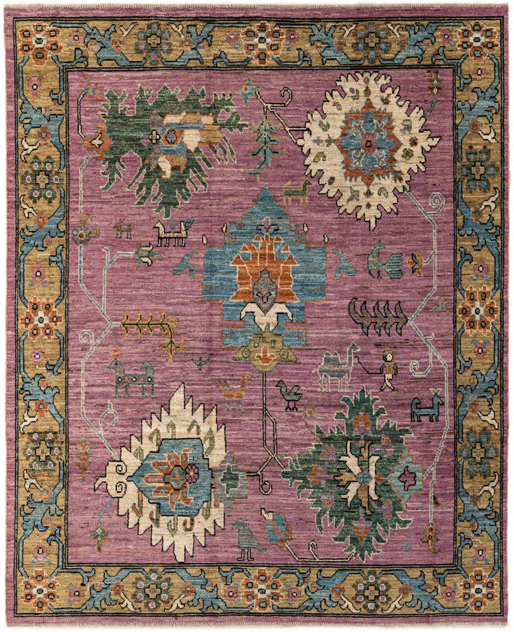 Detail image of 8' 3 x 9' 10 Hand Knotted Oushak Wool Rug