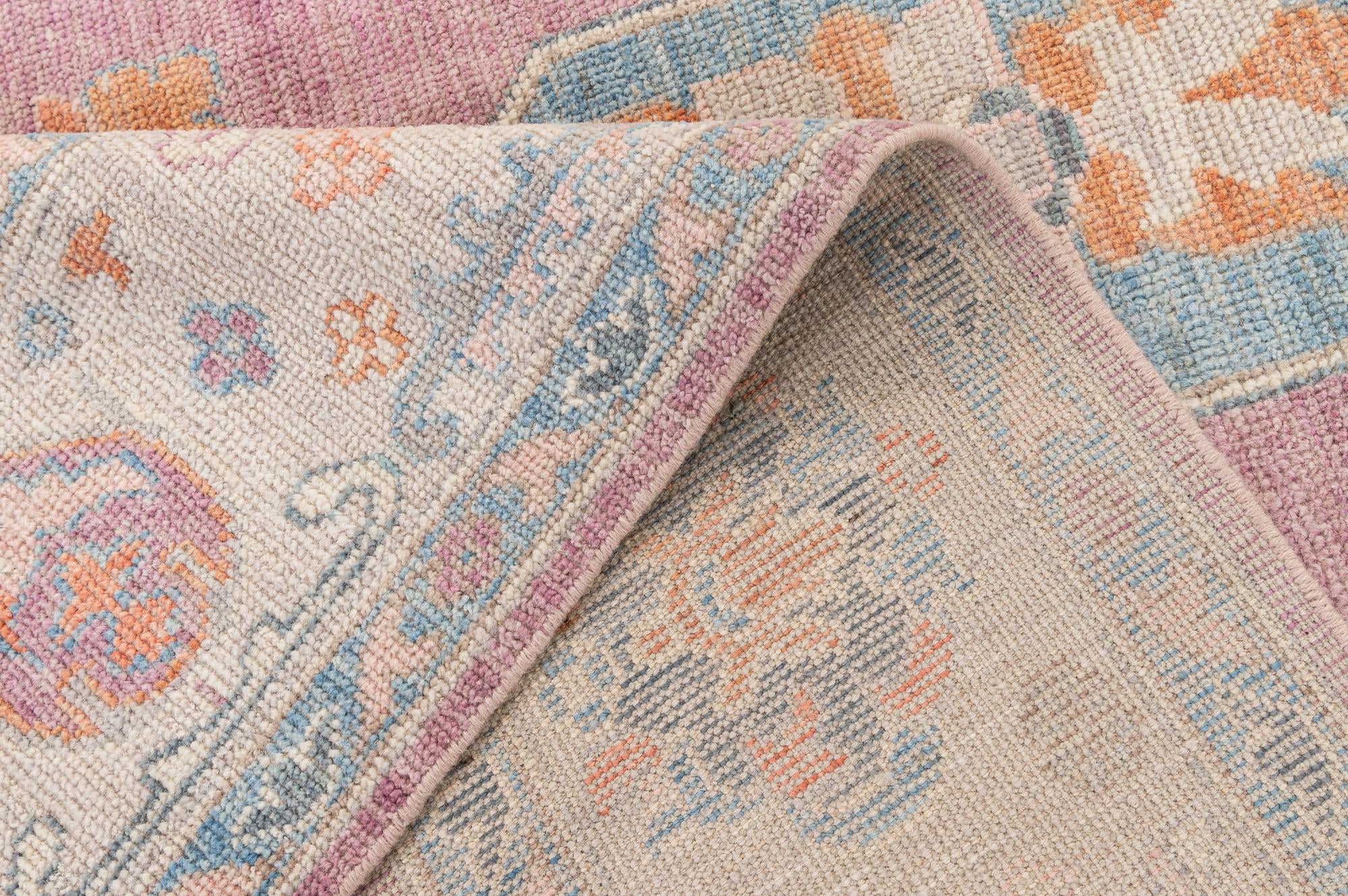 9' 1 x 12' 2 Hand Knotted Oushak Wool Rug