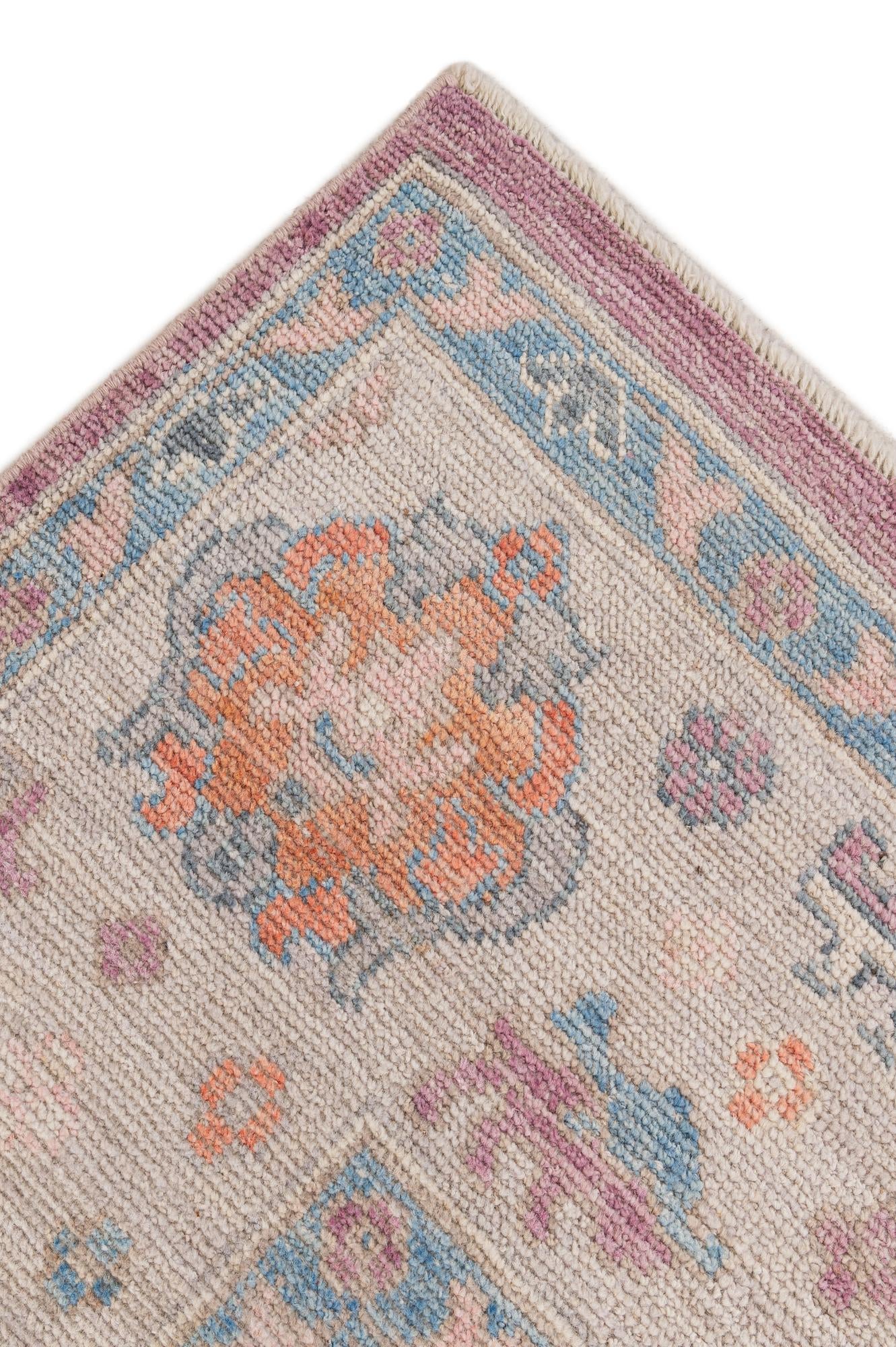 9' 1 x 12' 2 Hand Knotted Oushak Wool Rug