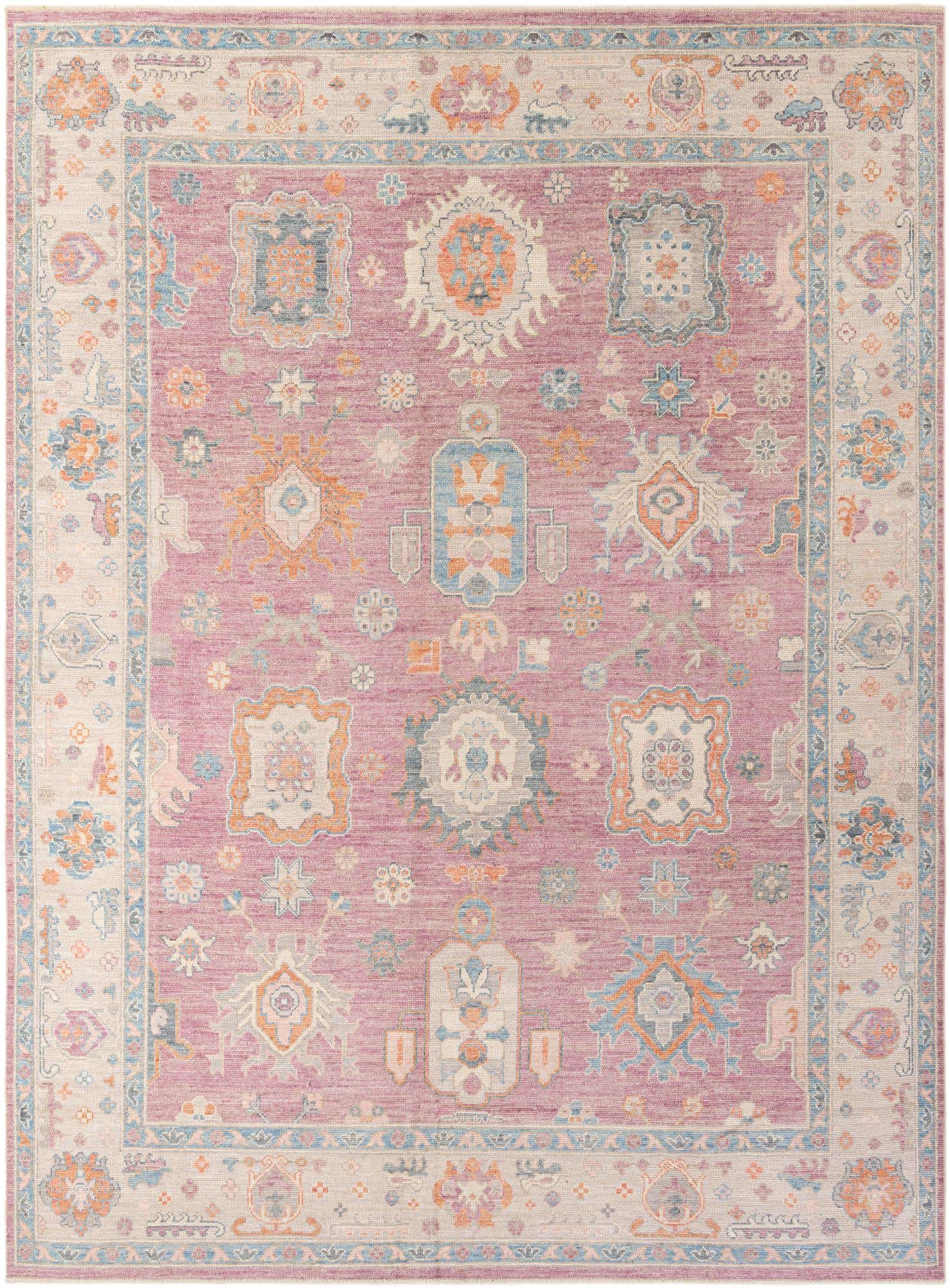 9' 1 x 12' 2 Hand Knotted Oushak Wool Rug