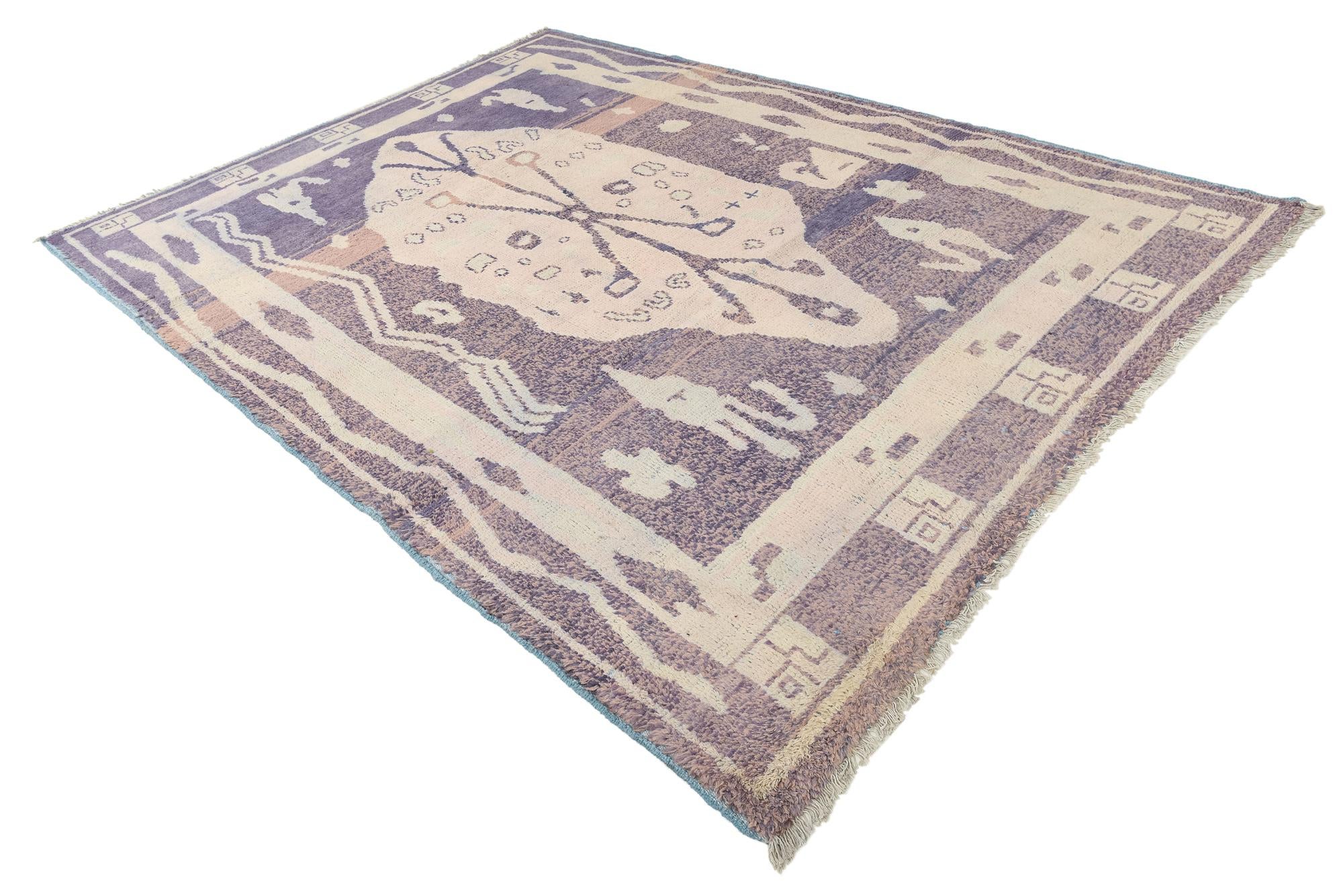 8' 1 x 10' 10 Hand Knotted Oushak Wool Rug
