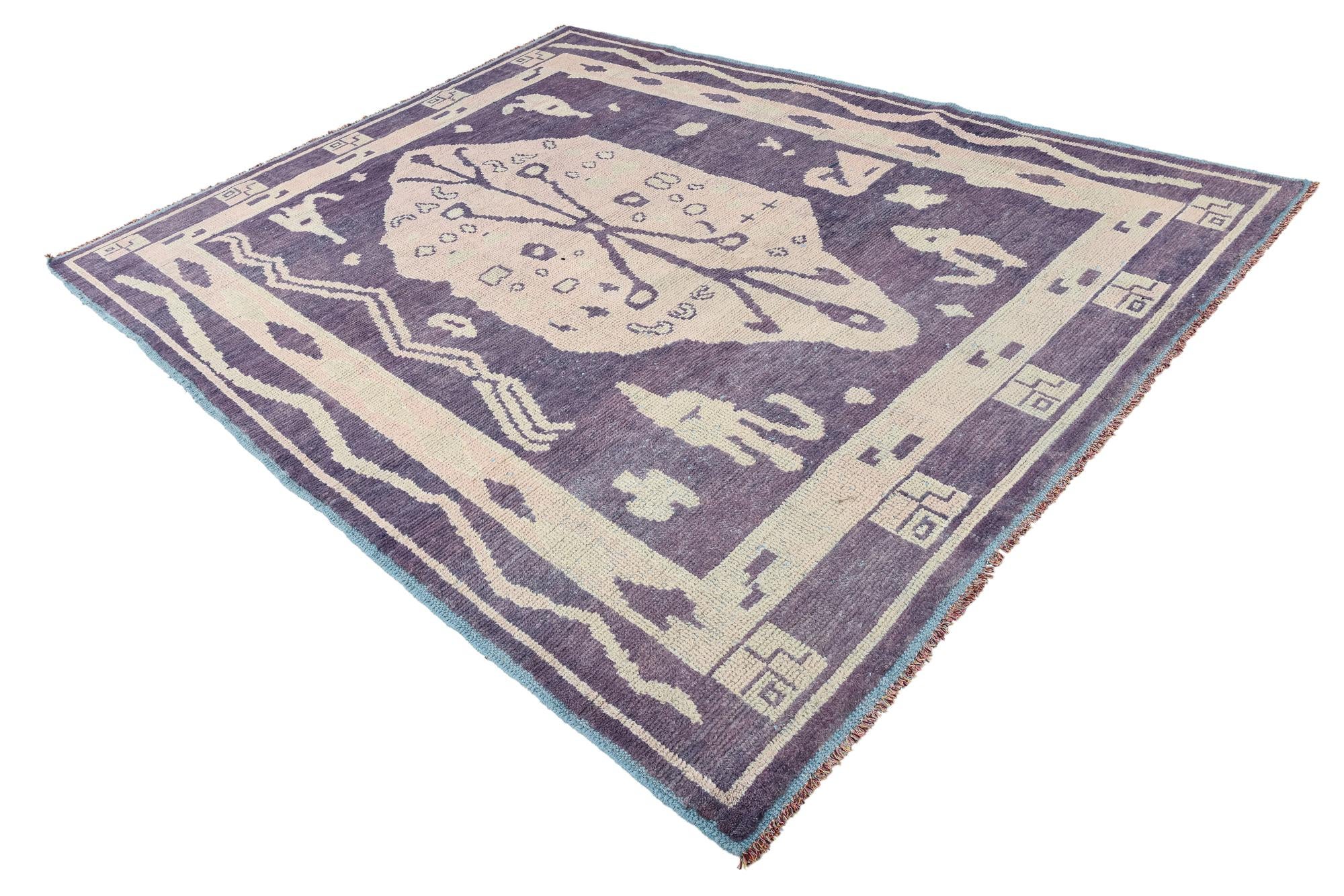 8' 1 x 10' 4 Hand Knotted Oushak Wool Rug