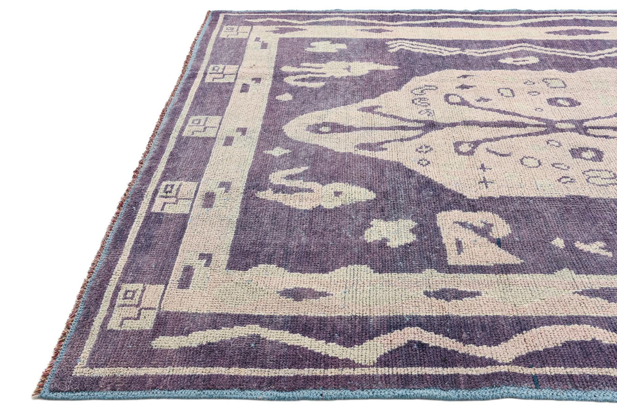 8' 1 x 10' 4 Hand Knotted Oushak Wool Rug