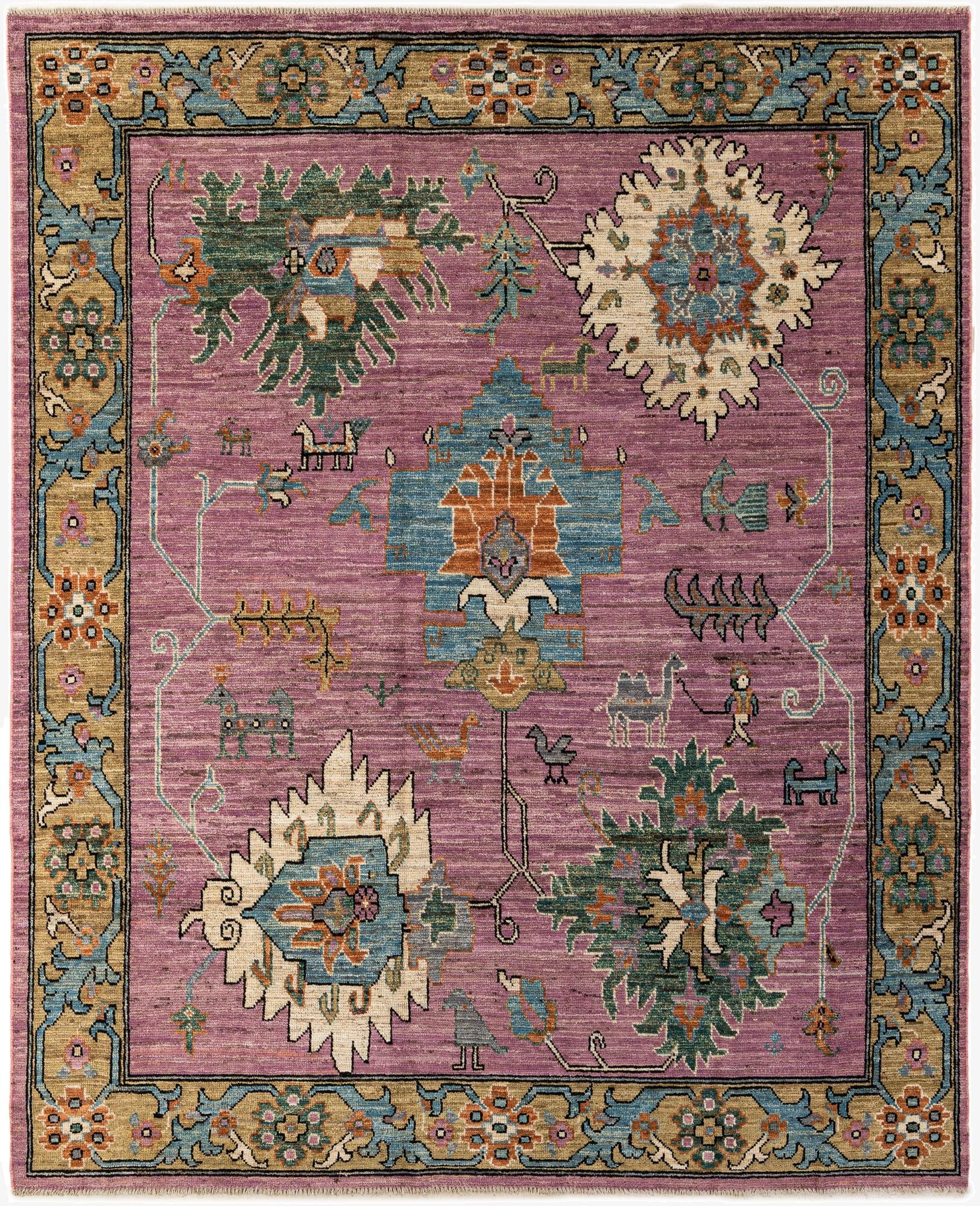 8' 3 x 9' 10  Hand Knotted Oushak Wool Rug