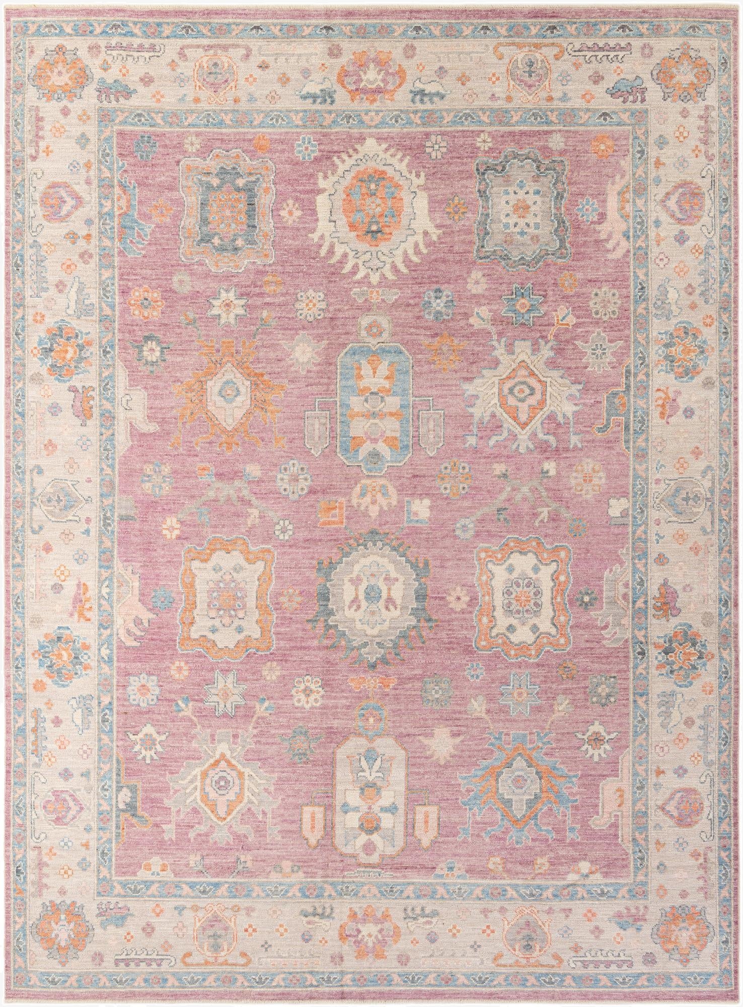 9' 1 x 12' 2  Hand Knotted Oushak Wool Rug