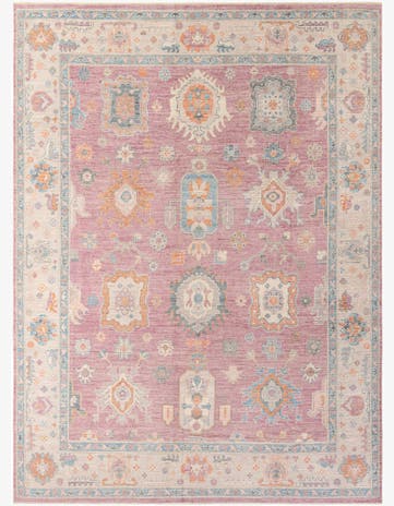 9' 1 x 12' 2 Hand Knotted Oushak Wool Rug