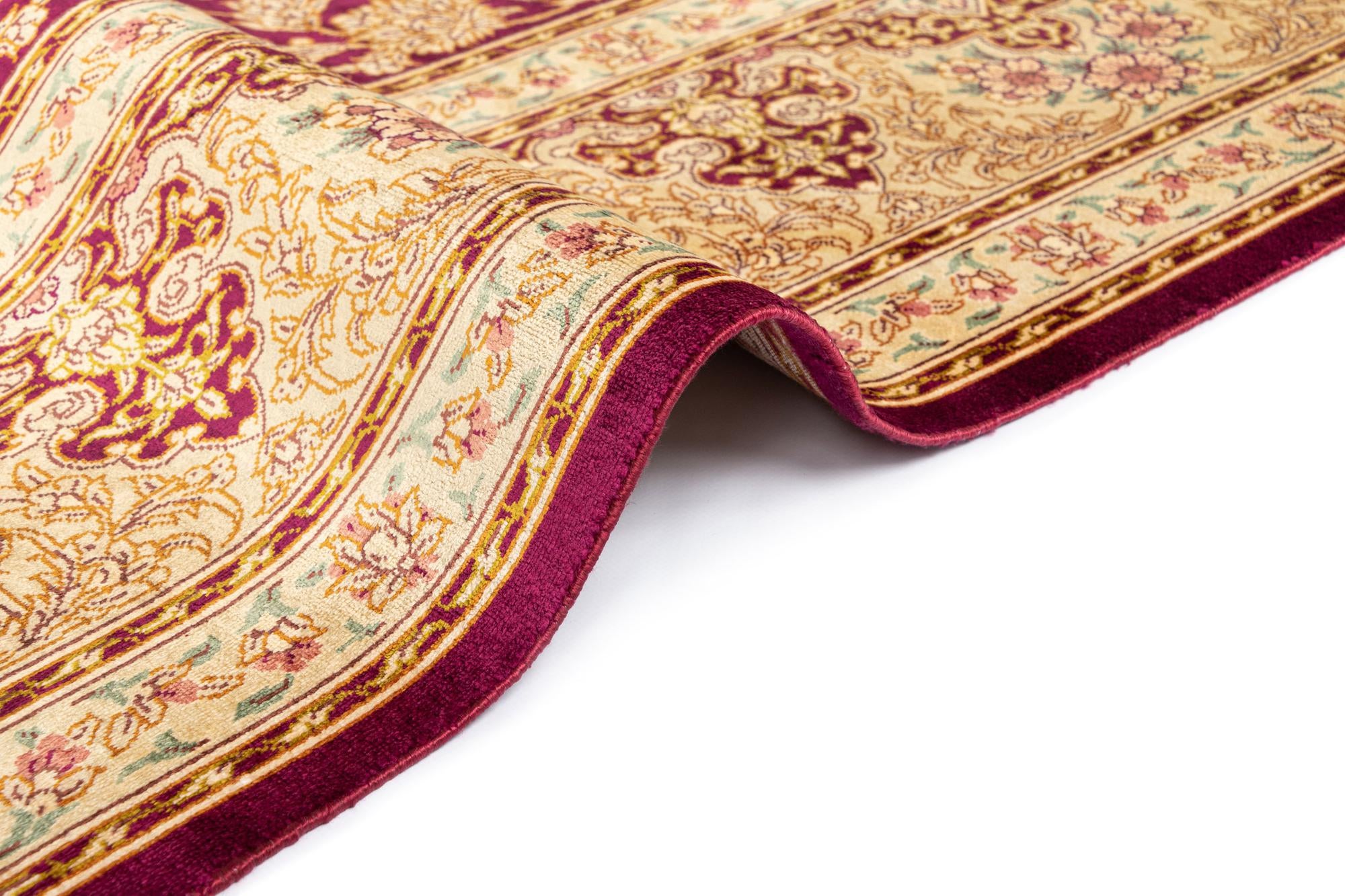 5' 3 x 7' 9 Hand Knotted Qom Silk Persian Rug