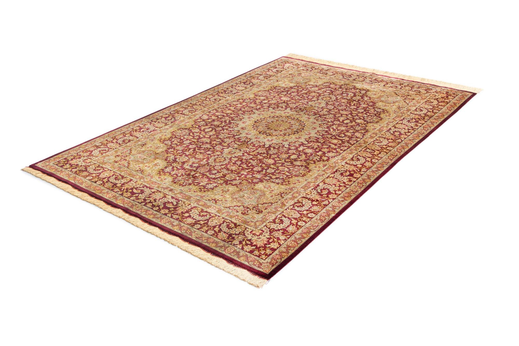 5' 3 x 7' 7 Hand Knotted Qom Silk Persian Rug