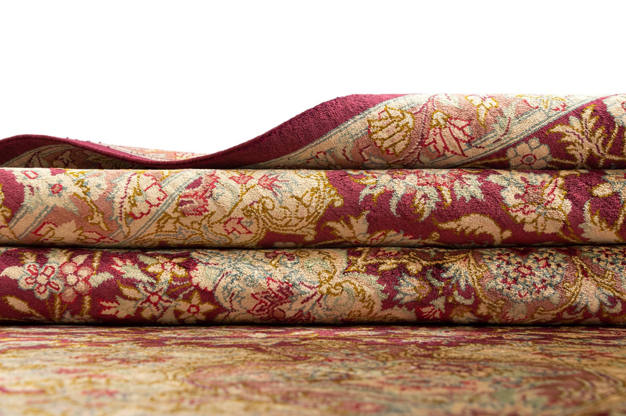 5' 3 x 7' 7 Hand Knotted Qom Silk Persian Rug