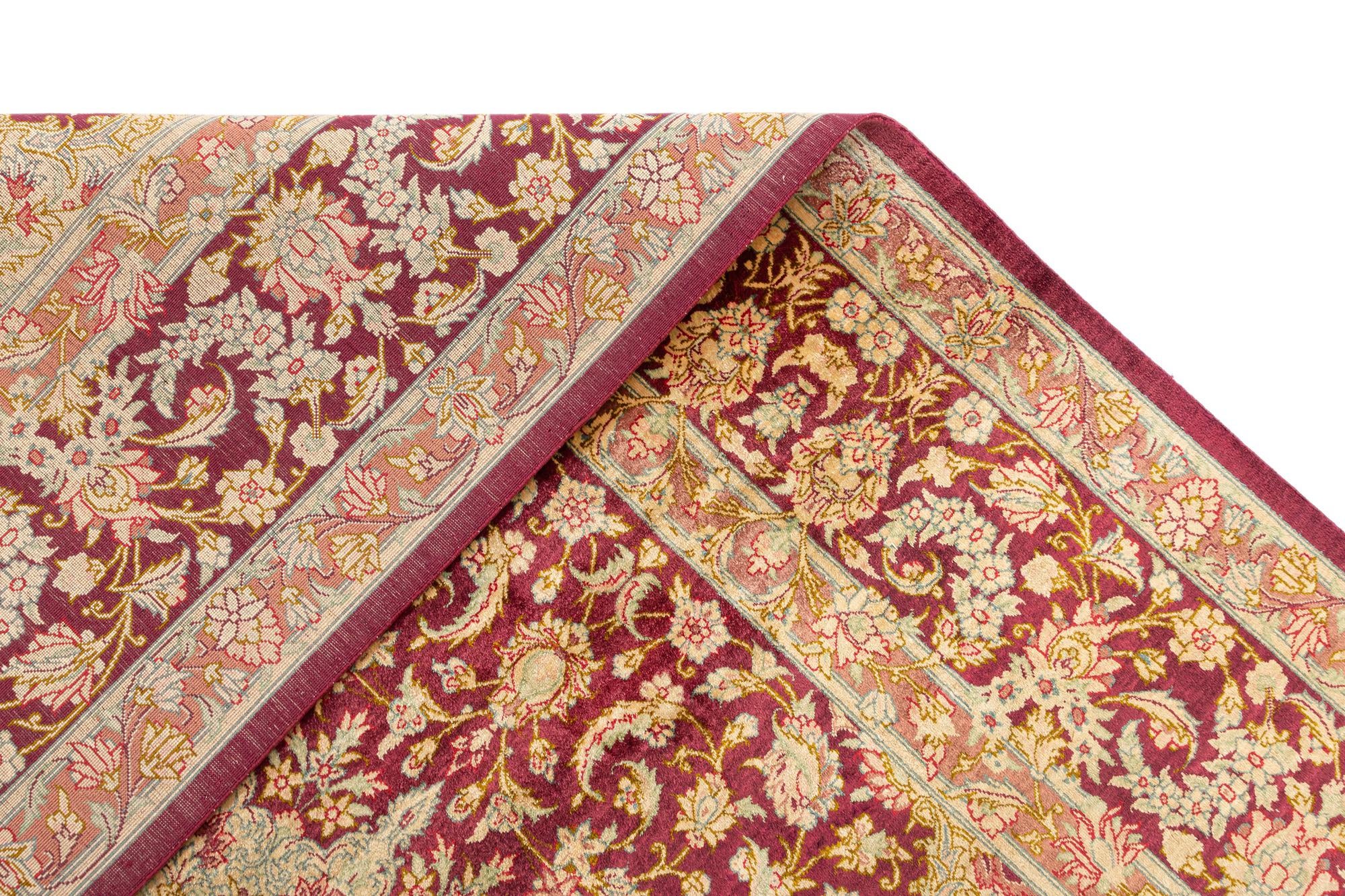 5' 3 x 7' 7 Hand Knotted Qom Silk Persian Rug