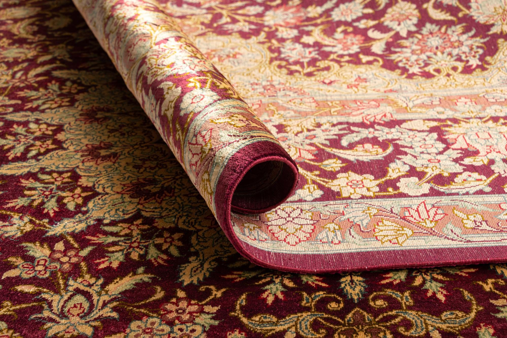 5' 3 x 7' 7 Hand Knotted Qom Silk Persian Rug