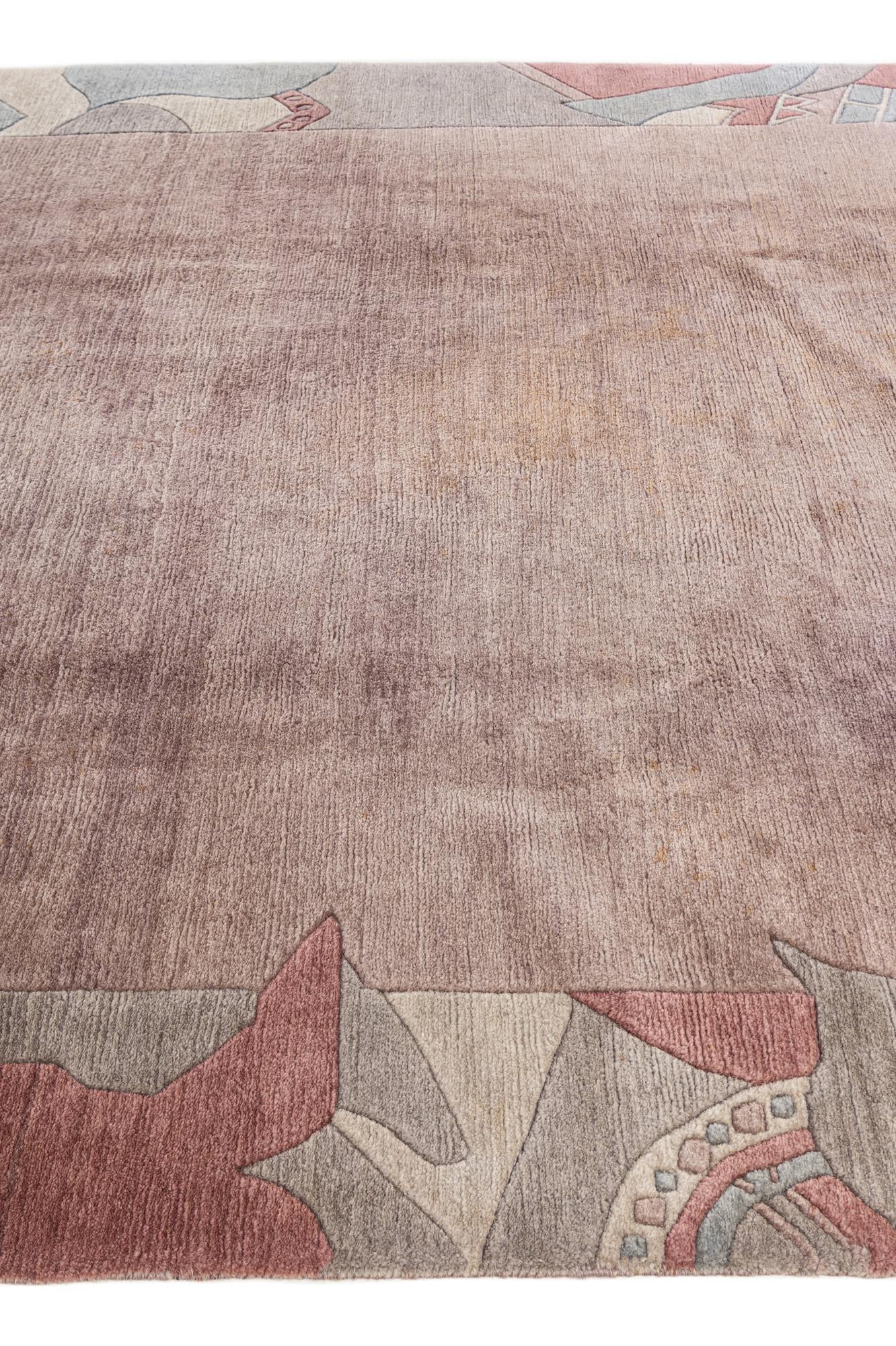 6' 8 x 9' 8 Hand Knotted Tibet Wool Rug