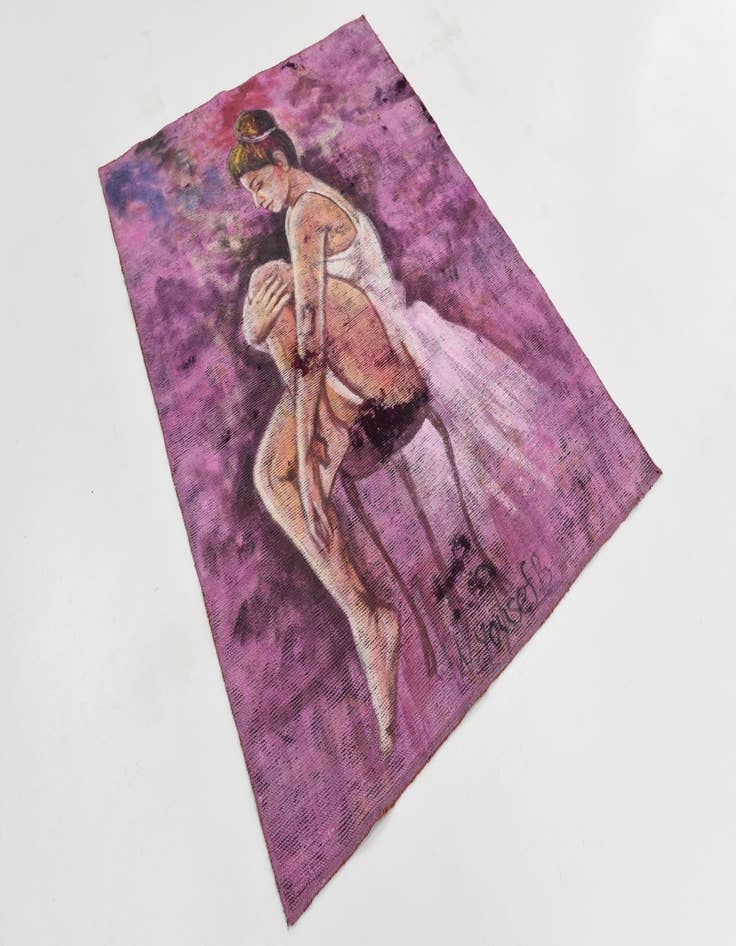 Detail image of 3' 9 x 5' 2  Hand Knotted Ultra Vintage Persian Wool Rug