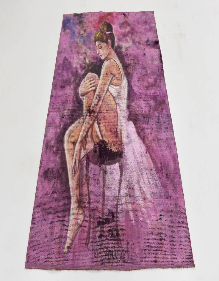 Detail image of 3' 9 x 5' 2  Hand Knotted Ultra Vintage Persian Wool Rug