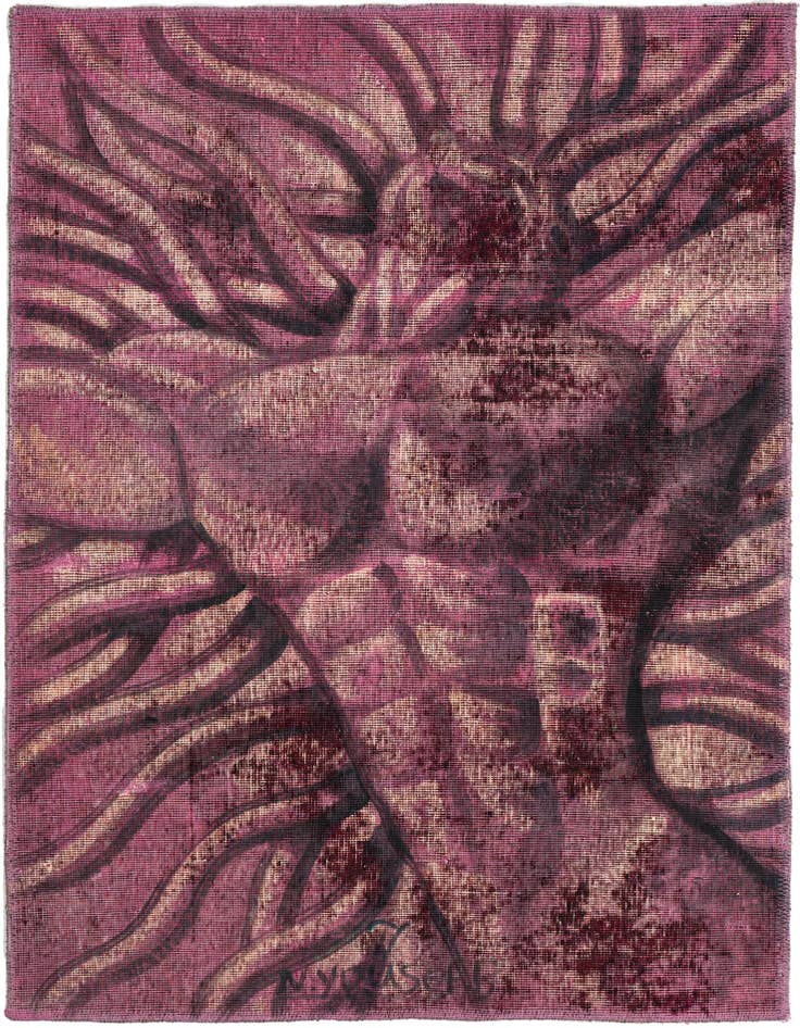 Detail image of 3' 2 x 4' 4 Hand Knotted Ultra Vintage Persian Wool Rug