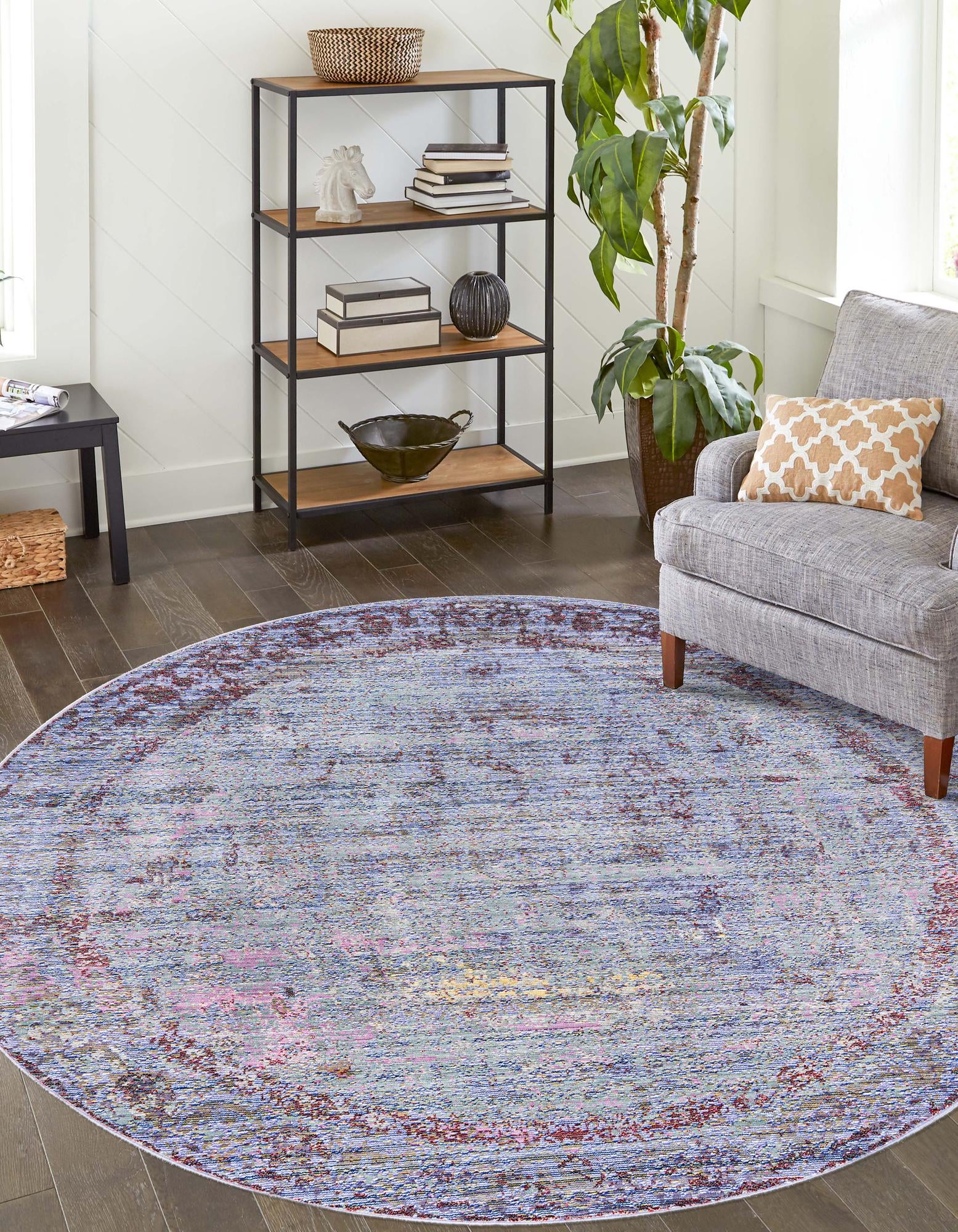 6' x 6' Aqua Round Rug