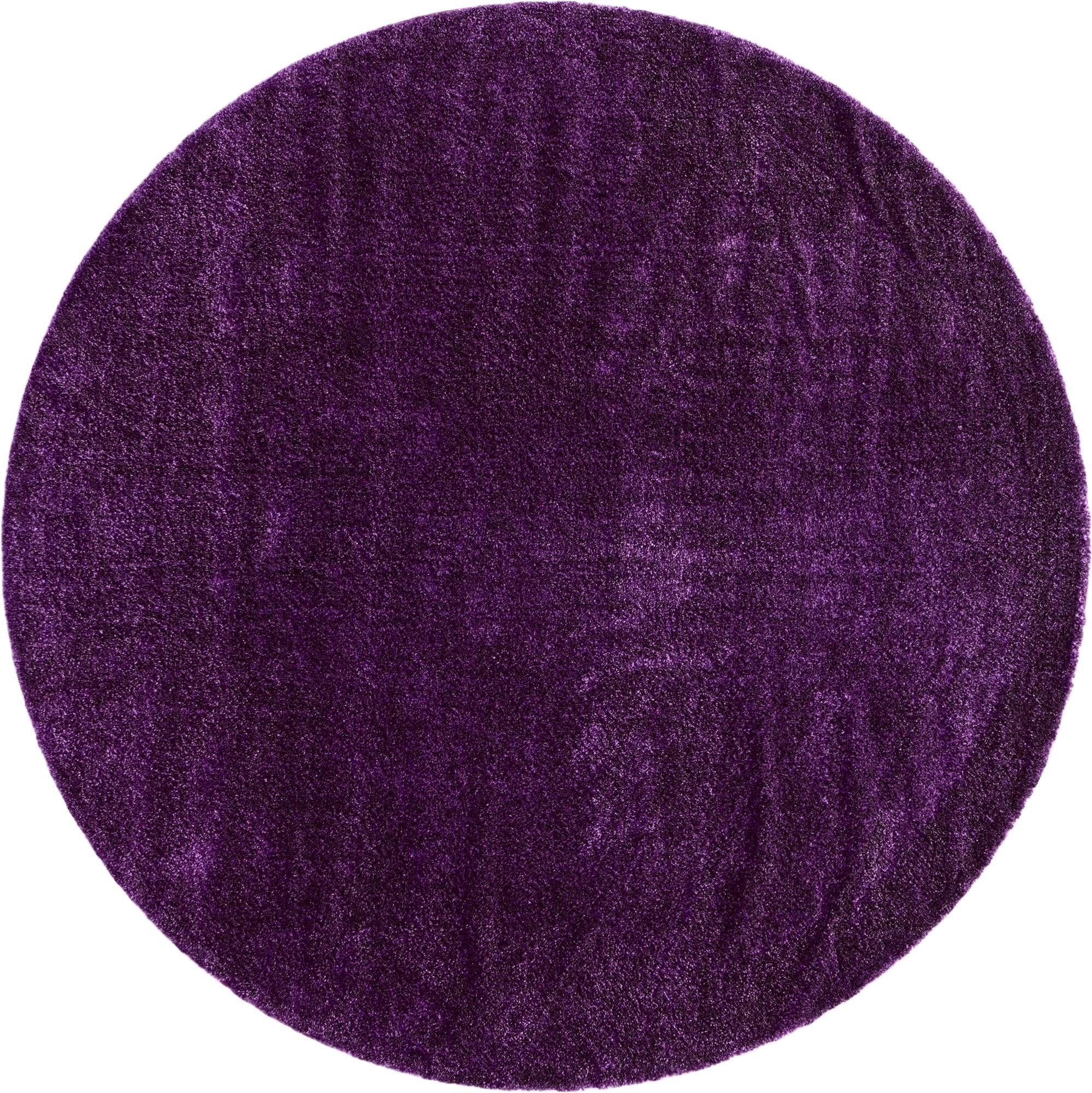 Violet Solid Frieze Round Rug