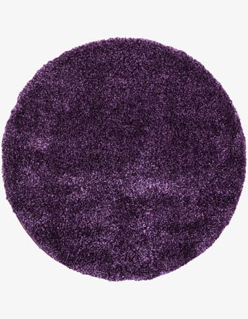 Violet Solid Frieze Round Rug