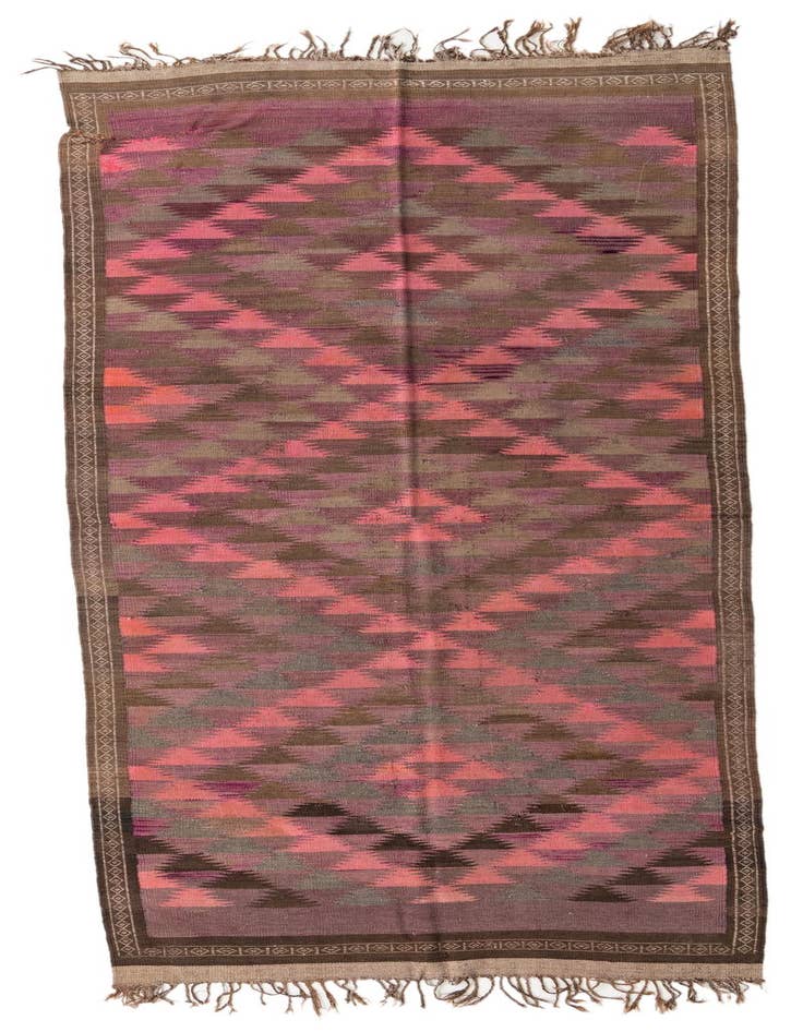 Detail image of 4' 5 x 11' 7 Hand Woven Kilim Fars Wool Runner Rug