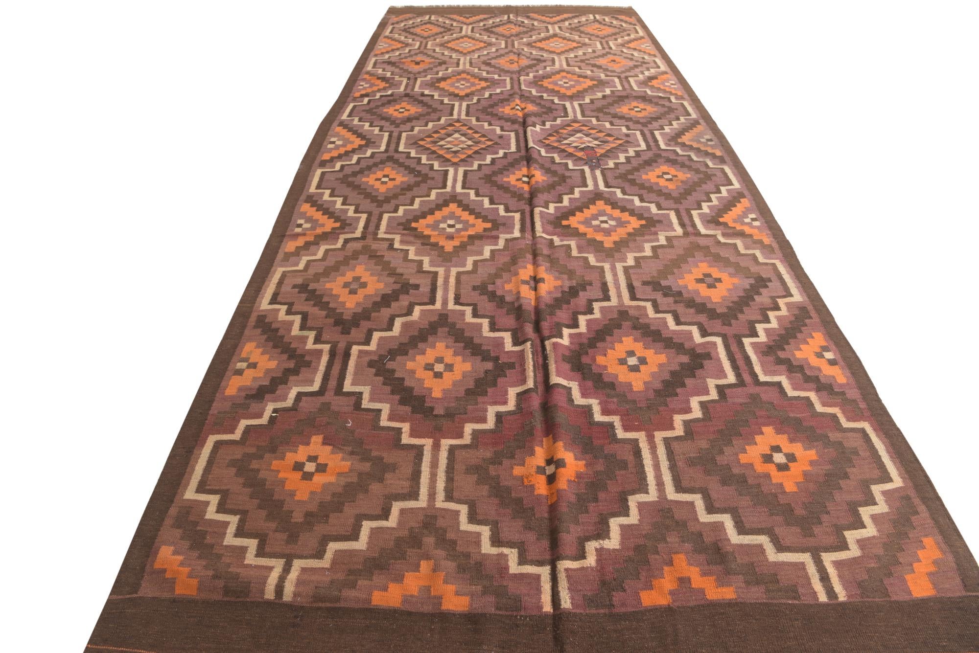 6' 2 x 14' 9 Hand Woven Kilim Fars Wool Runner Rug